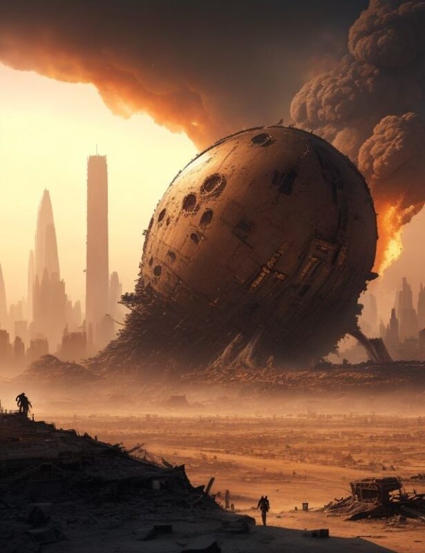 Eclipse of Chaos - As the dust settled and the fires burned out the city lay in ruins the alien mothership s impact had caused an extinction level event reshaping the landscape and ending an era the once thriving metropolis had tu - Image Copyright: contato@agideia.com.br