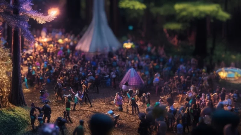 Rave Party in a Forest Hi Tech Style
